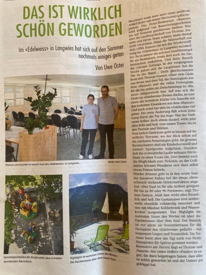 Gasthaus Edelweiss Langwies Kültér fotó